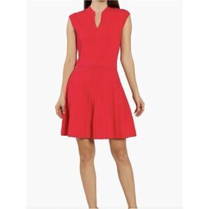 Ted Baker London Sharnn Stitch Rasberry Red Knit Fit-and-Flare Dress - Women's